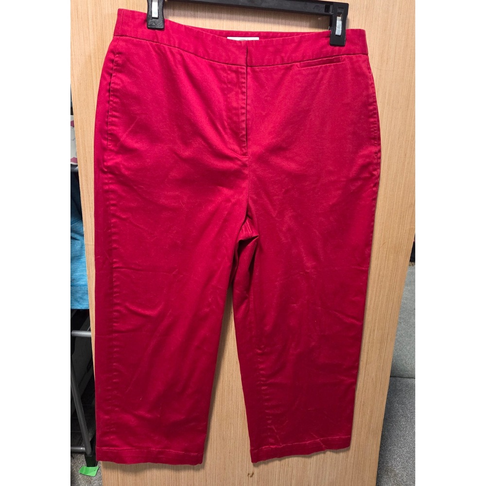 Talbots Size 12 Women's Red Cropped Stretch Pants Casual Career‎